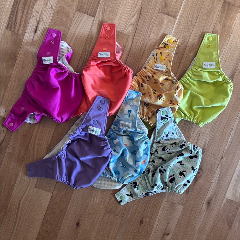 A rainbow of Grovia diaper covers - read description!